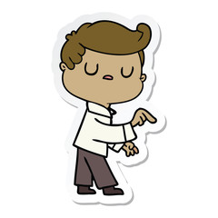 Fototapeta premium sticker of a cartoon aloof man pointing finger