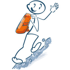 Strichmännchen steigt einen Berg hinauf