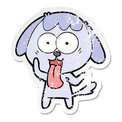 distressed sticker of a cute cartoon dog