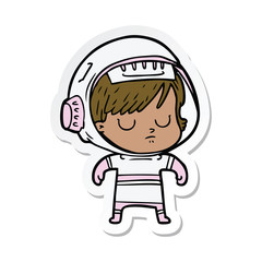 sticker of a cartoon astronaut woman