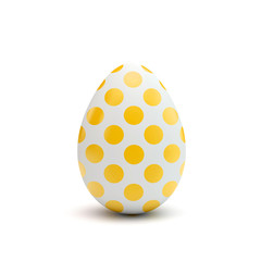 Easter egg with yellow and white pattern. 3D Rendering