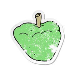 retro distressed sticker of a cartoon organic apple