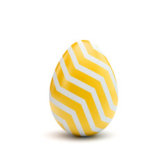 Easter egg with yellow and white pattern. 3D Rendering
