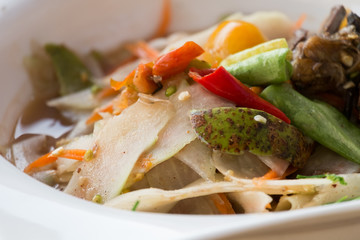 most popular thai food, spicy papaya salad.