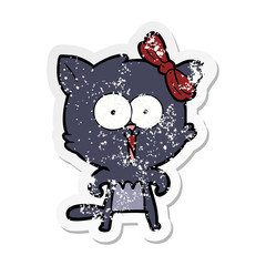 distressed sticker of a cartoon cat