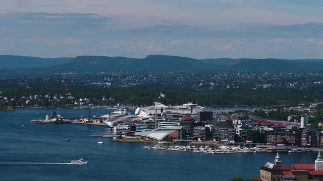 Aerial Norway Oslo June 2018 Sunny Day 90mm Zoom 4K Inspire 2 Prores  Aerial video of downtown Oslo in Norway on a beautiful sunny day with a zoom lens.