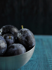 macro style food photography background fresh wet plum