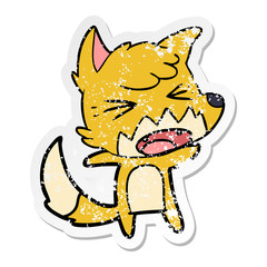 distressed sticker of a angry cartoon fox