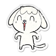 distressed sticker of a cute cartoon dog