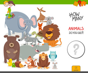 Naklejka premium counting cartoon animals educational game
