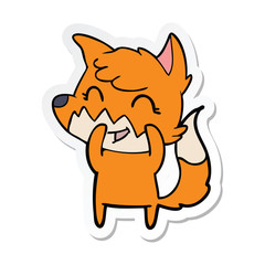 sticker of a happy cartoon fox