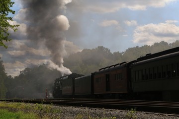 Fototapeta na wymiar Passing historical steam train