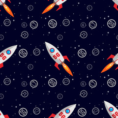 Ultra speed 5G technology. 5g telecommunication with rocket and apps icon Seamless pattern