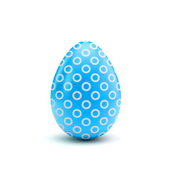 Easter egg with blue and white pattern. 3D Rendering