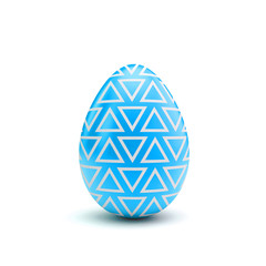 Easter egg with blue and white pattern. 3D Rendering