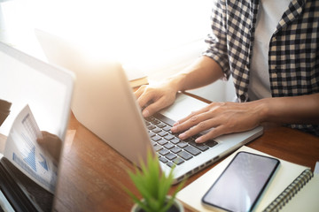 two start up people meeting discussion in value data in cafe.