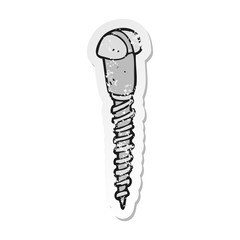 retro distressed sticker of a cartoon screw