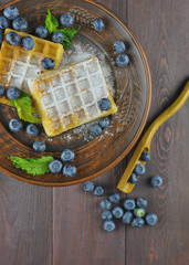food photography background waffles and fresh blueberry 