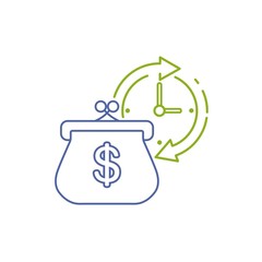 Fast financial turnover, income, earnings. Vector linear icon.