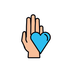hand human with heart isolated icon