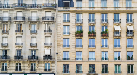 PARIS, FRANCE - 02 OCTOBER 2018: full frame image of building in Paris, France