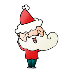 happy bearded man wearing santa hat