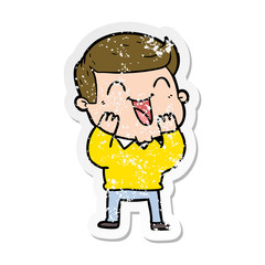 Obraz premium distressed sticker of a cartoon man laughing