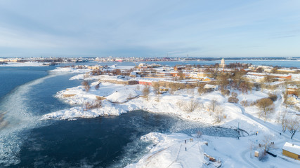 finnish fortress Suomenlinna at the coast of Baltic sea in Helsinki, Finland