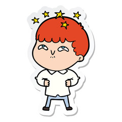 sticker of a cartoon amazed boy