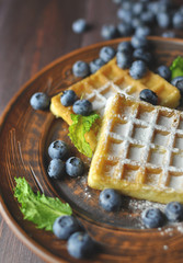 food photography background waffles and fresh blueberry 