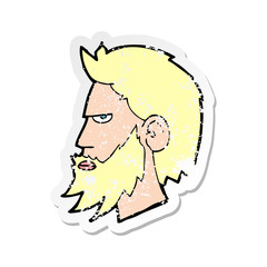 retro distressed sticker of a cartoon man with beard