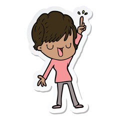 sticker of a cartoon happy woman