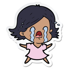 Obraz premium sticker of a cartoon woman crying