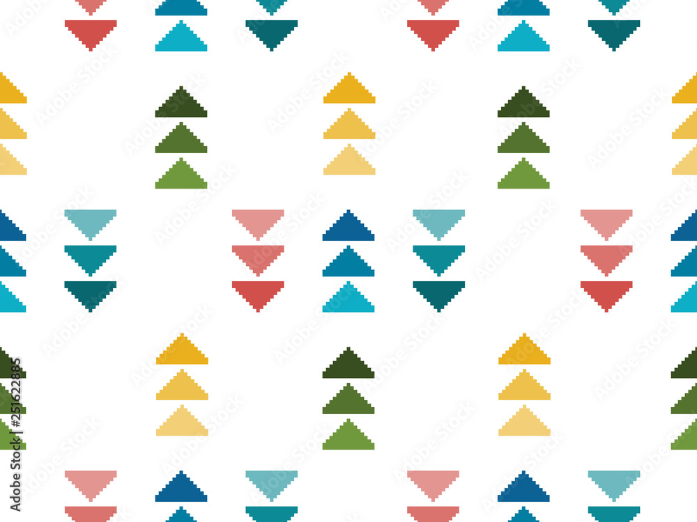 Poster minimal geometric pattern, seamless pattern of pixel arrows. frame. pixel art. 8 bit.