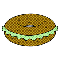 quirky comic book style cartoon bagel