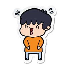 Obraz premium sticker of a cartoon laughing boy