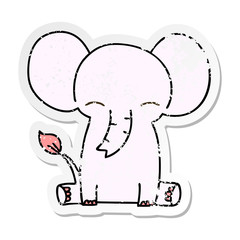 distressed sticker of a quirky hand drawn cartoon elephant