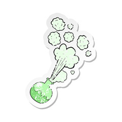 retro distressed sticker of a cartoon chemical reaction