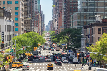 Overhead view of Second Avenue in Manhattan, New York City - obrazy, fototapety, plakaty