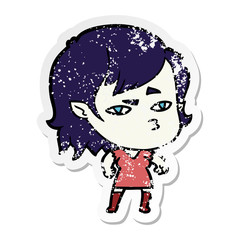 distressed sticker of a cartoon vampire girl