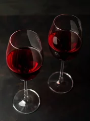 Fotobehang Red wine glasses on the background  stone © александр таланцев
