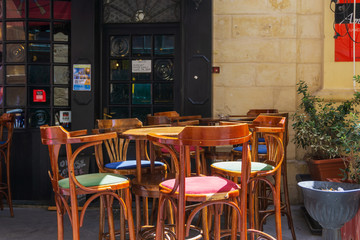 VALLETTA, MALTA - June 28, 2017: Restaurants in downtown Valletta in Malta