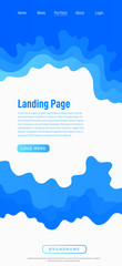 Landing page design template. Wave origami paper cut style. Can be used for ui, web, print design. Vector