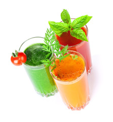 Fresh vegetable smoothie. Tomato, cucumber, carrot