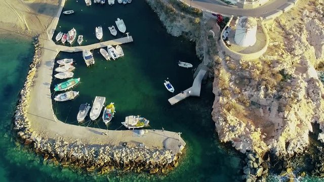 Aerial view of port at island Paros, Greece