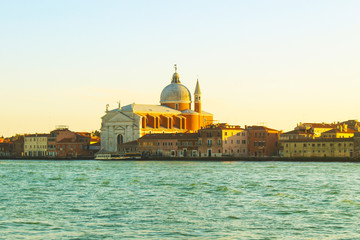 Evening landscape on the canal in Venice