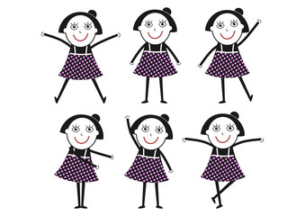 Little girl. Cartoon little girl in a simple childish drawing style. Flat vector.