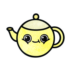 retro grunge texture cartoon tea pot