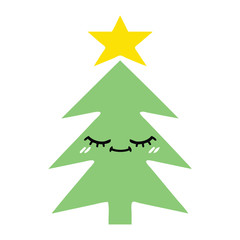 Obraz premium flat color retro cartoon christmas tree