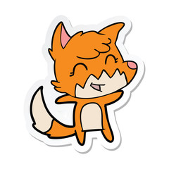 sticker of a happy cartoon fox